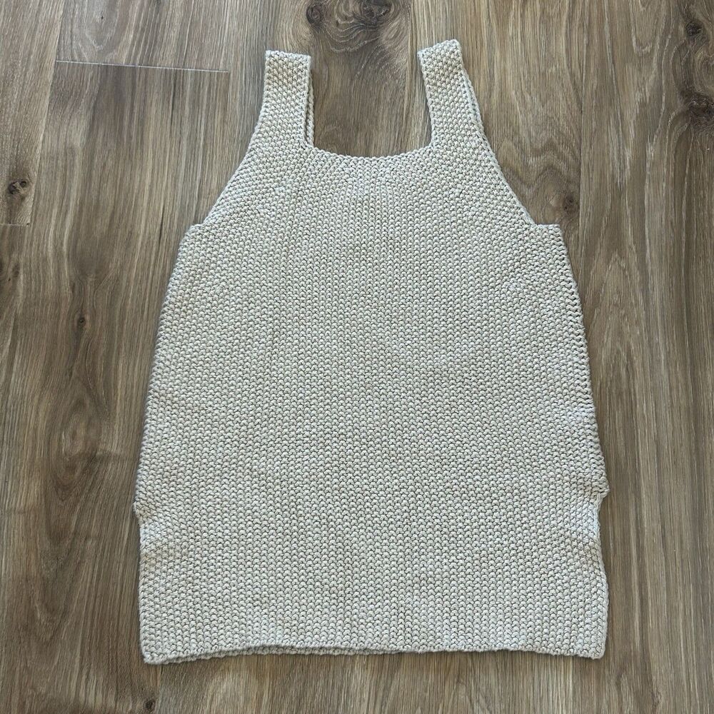 Lauren Manoogian Tank Top Size 2 M Beige Cotton Linen Silk Knit Minimalist